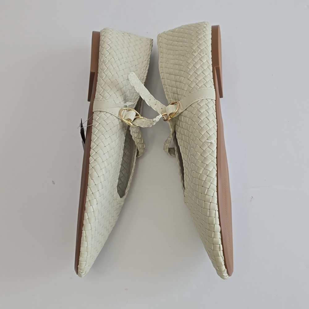 NWT House Of Harlow 1960 Bistro Off White Strap Buckle Ballet Flats Size 9.5 - Picture 9 of 13